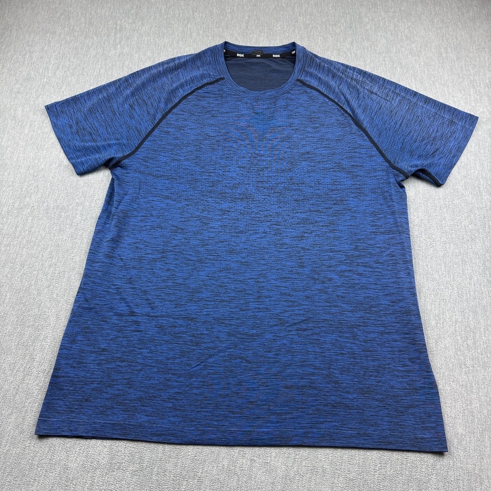 Rhone Shirt Men 2XL Blue Stretch  Performance Gym Workout Crossfit Athletic Tee‎